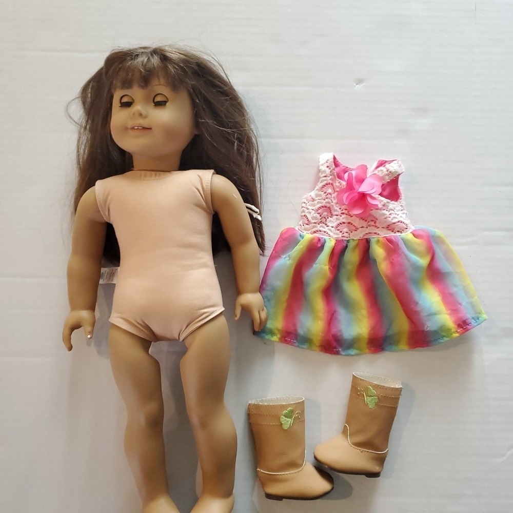 American Girl 2013 Doll Samantha Brown Hair WB Brown Eyes Bangs W/dress & Boots